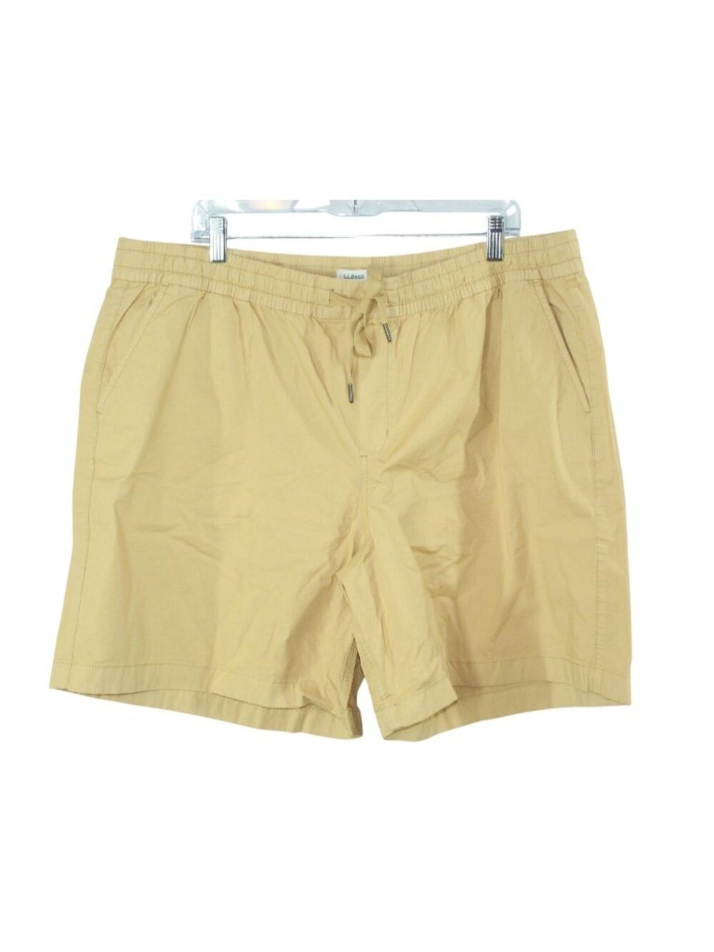 LL Bean Pull On Shorts Tan Elastic Waist Drawstring Casual Summer Size 2X
